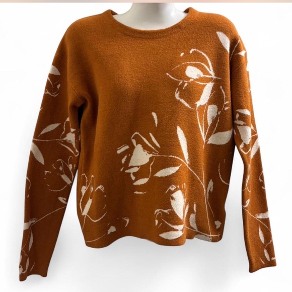 Joie Burnt Orange Floral Sweater - Picture 2 of 7